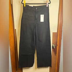 NWT Oat New York Women’s Waist 31 High Rise Wide Leg Black Stretch Jeans